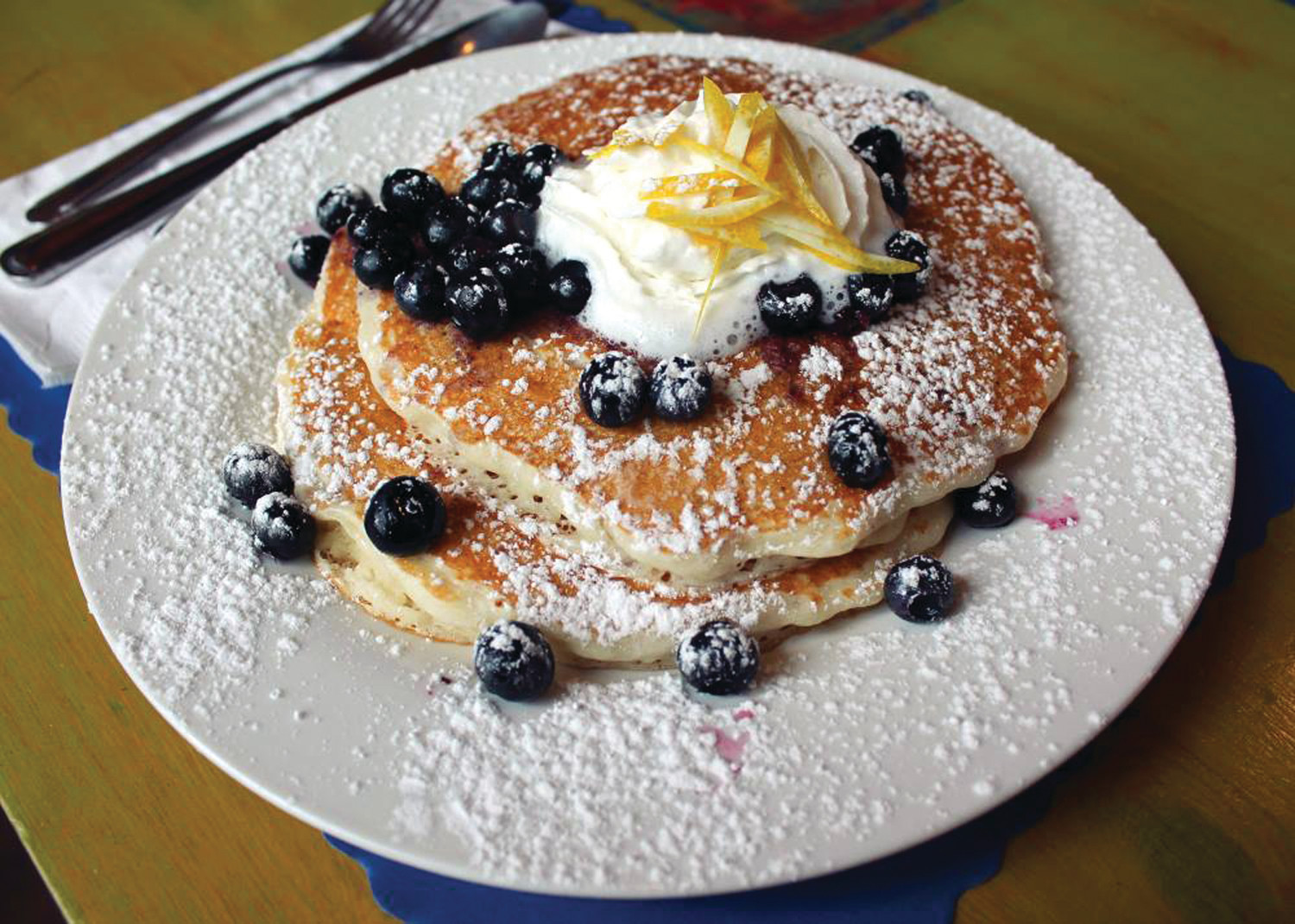 Come to Character’s Café on Rolfe Street for a stack of their fluffy blueberry pancakes, sprinkled with powdered sugar and drizzled with maple syrup ~ the perfect way to start any day!